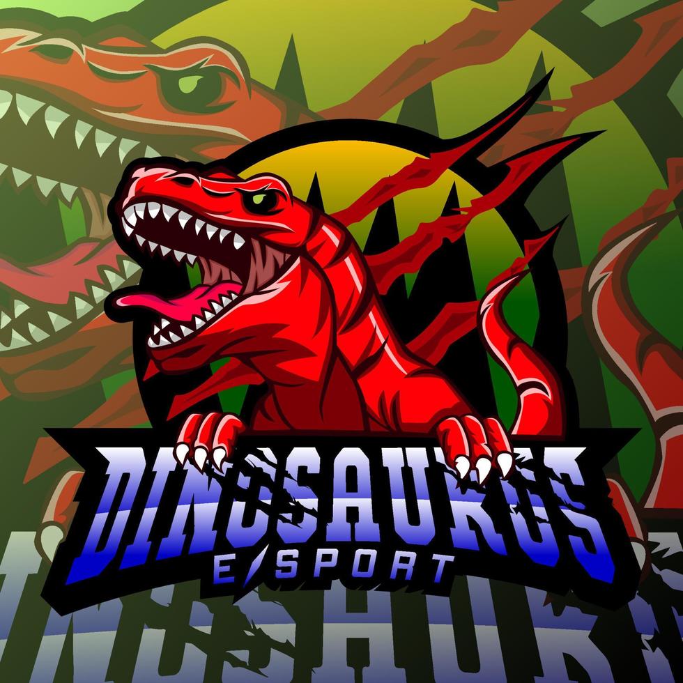 Dinosaur sport mascot logo design vector