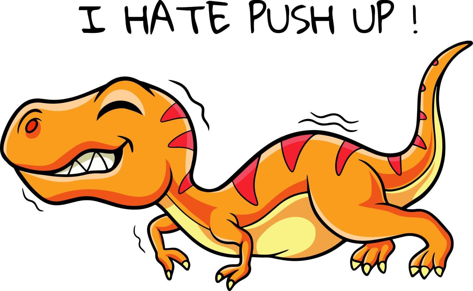 Cartoon dinosaur trying to push ups vector