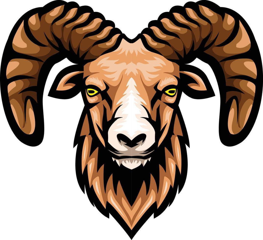 Cartoon brown goat head mascot vector