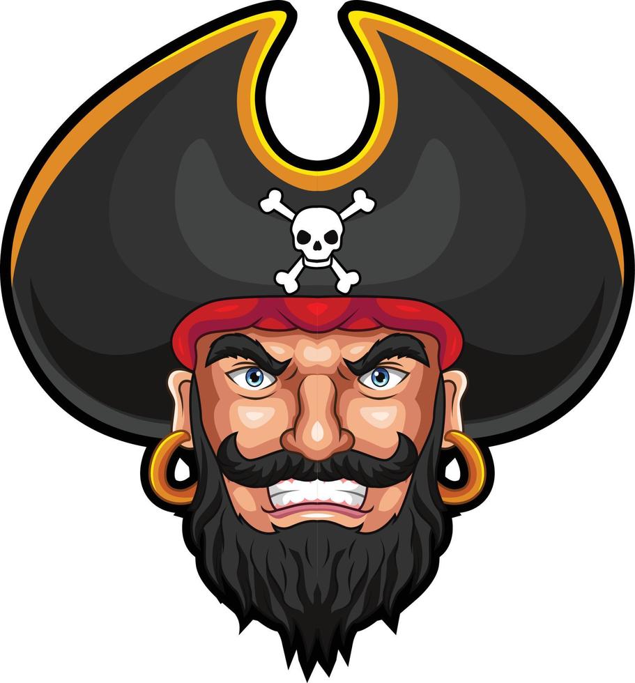 Cartoon pirate head mascot design vector