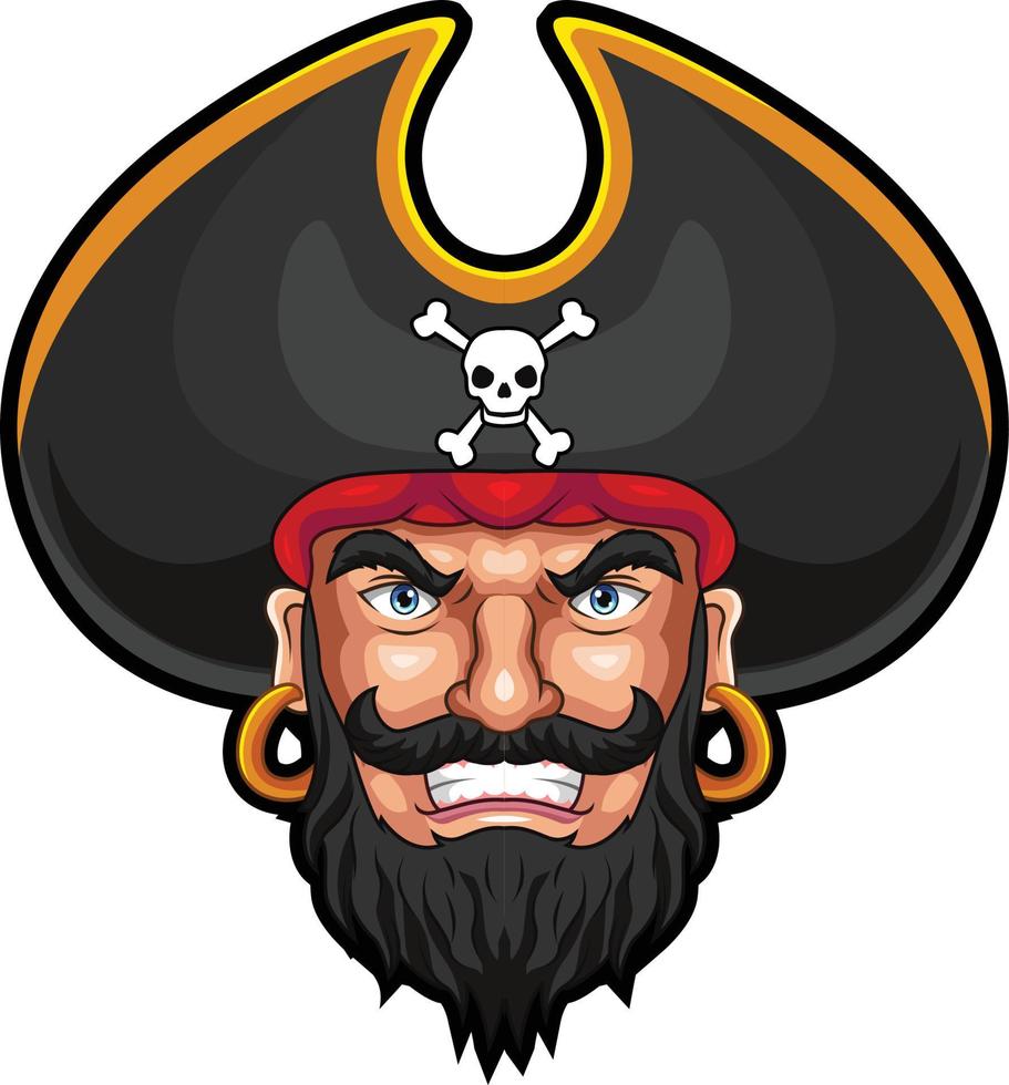 Cartoon pirate head mascot design vector