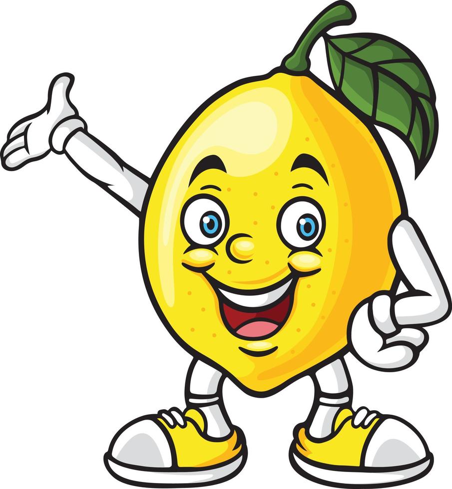 Cartoon lemon mascot character posing vector