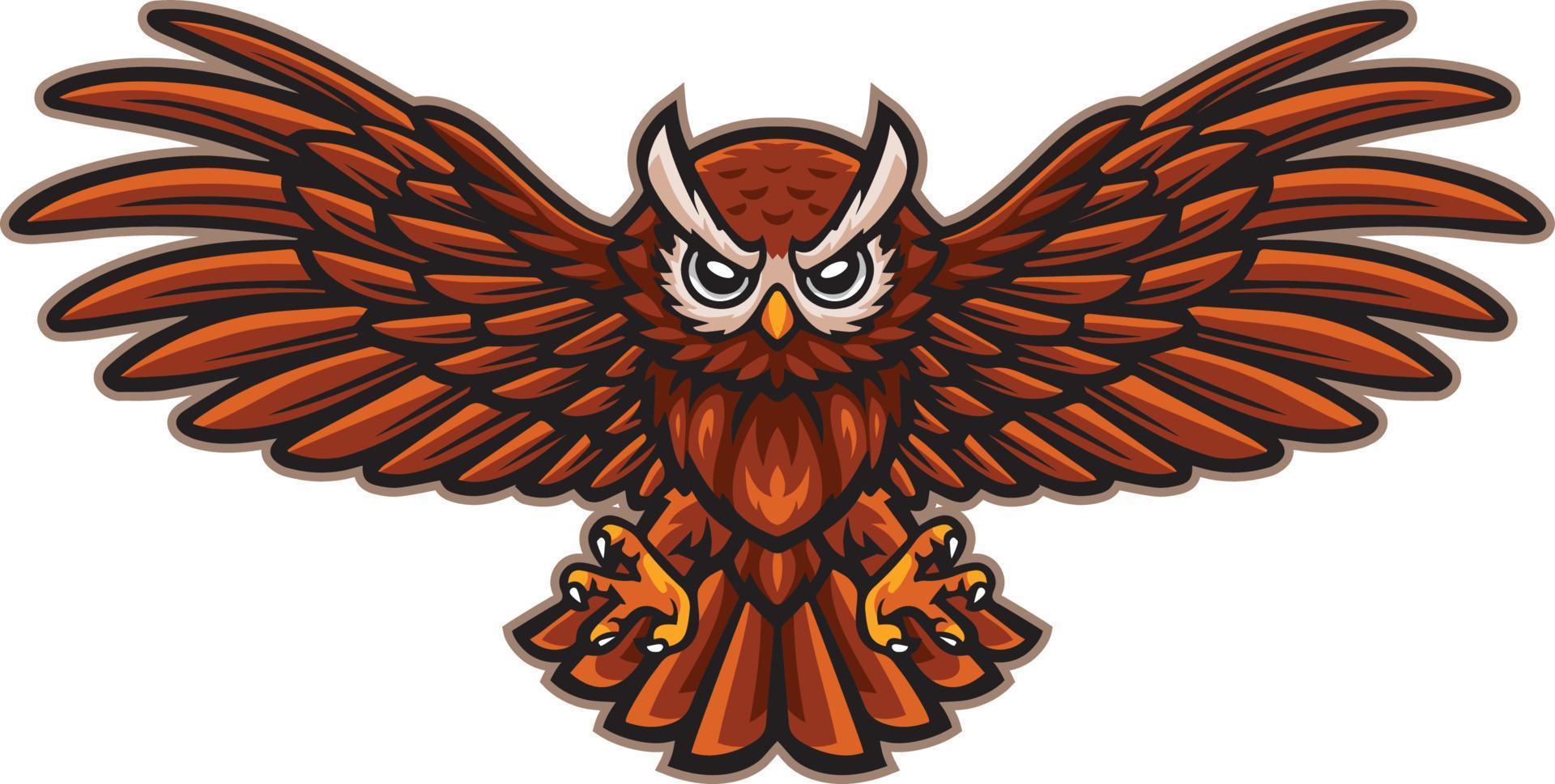 Cartoon angry owl mascot flying vector