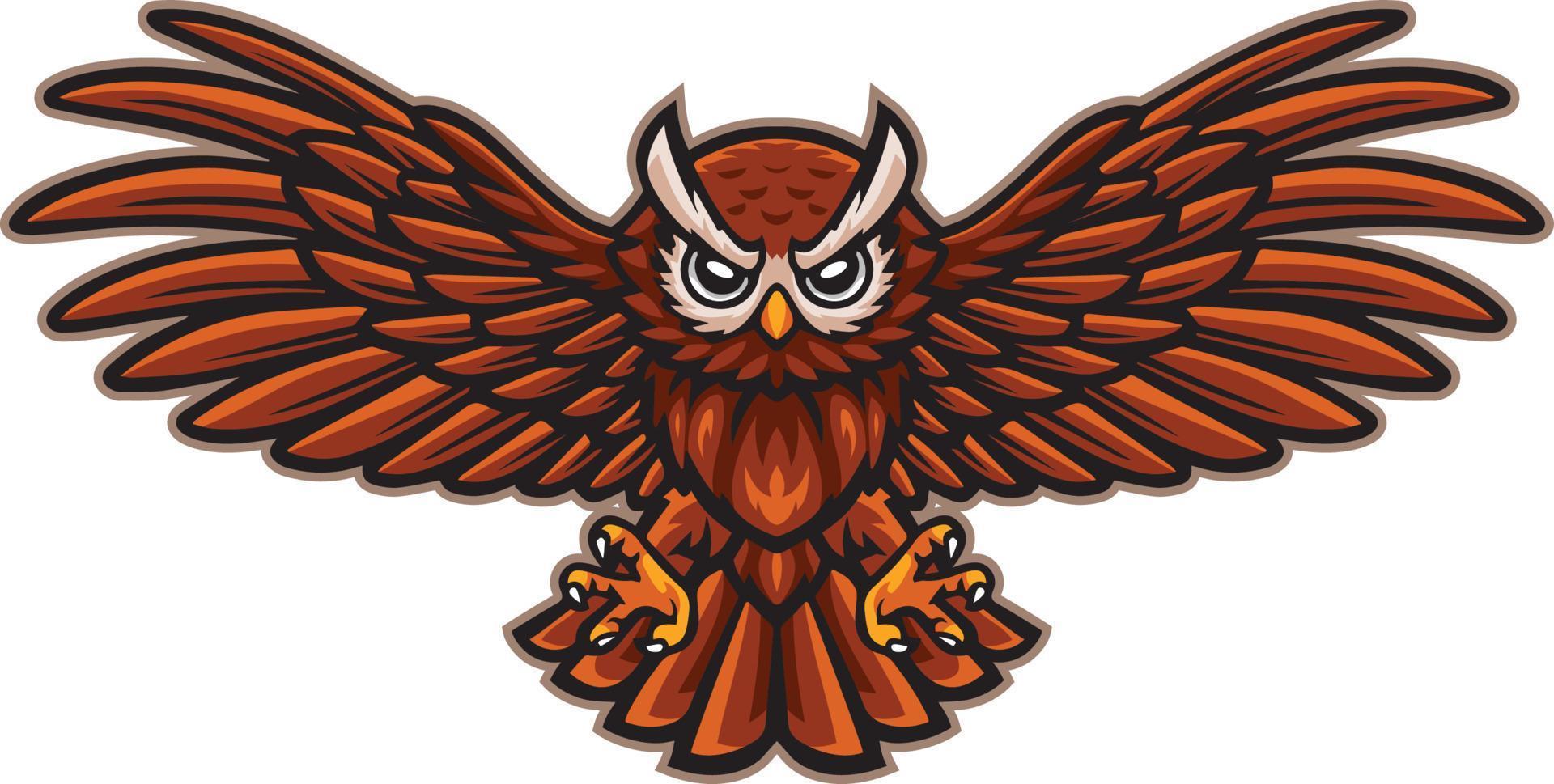 Cartoon angry owl mascot flying vector