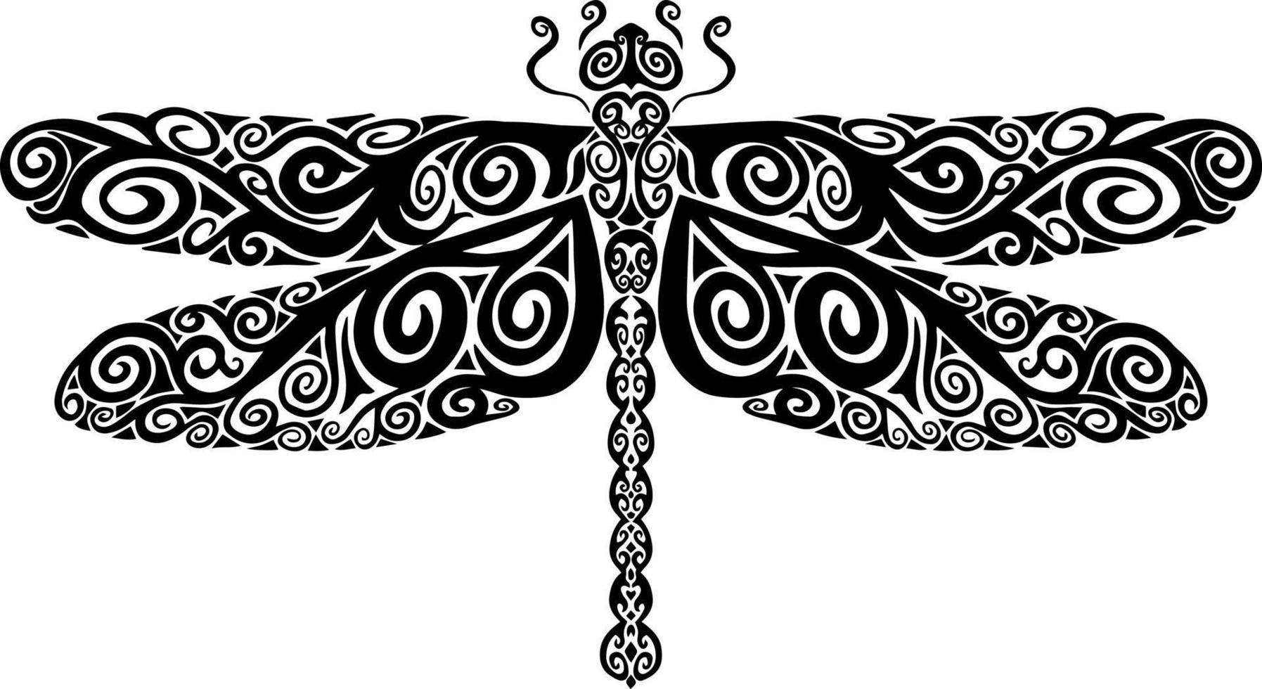 Hand drawn decorative dragonfly in zentangle style vector