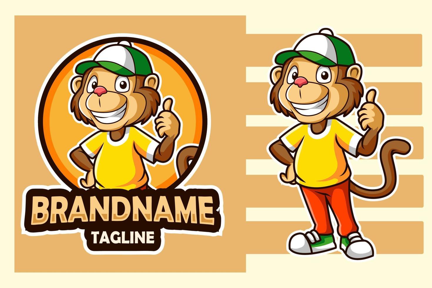 Cute monkey cartoon design template vector