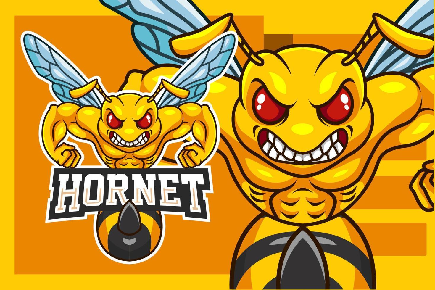 Cartoon strong hornet design template vector