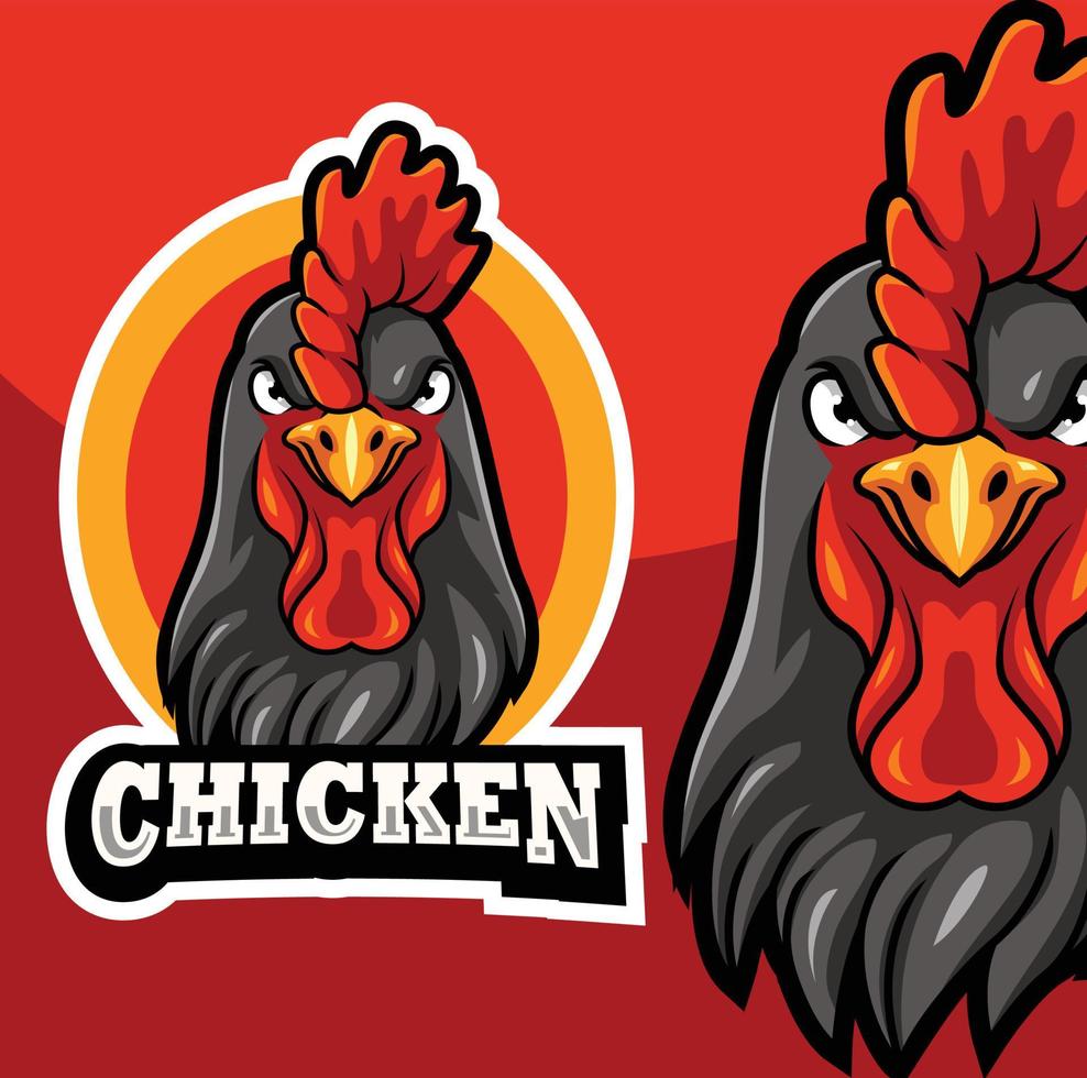Cartoon chicken head mascot design template vector