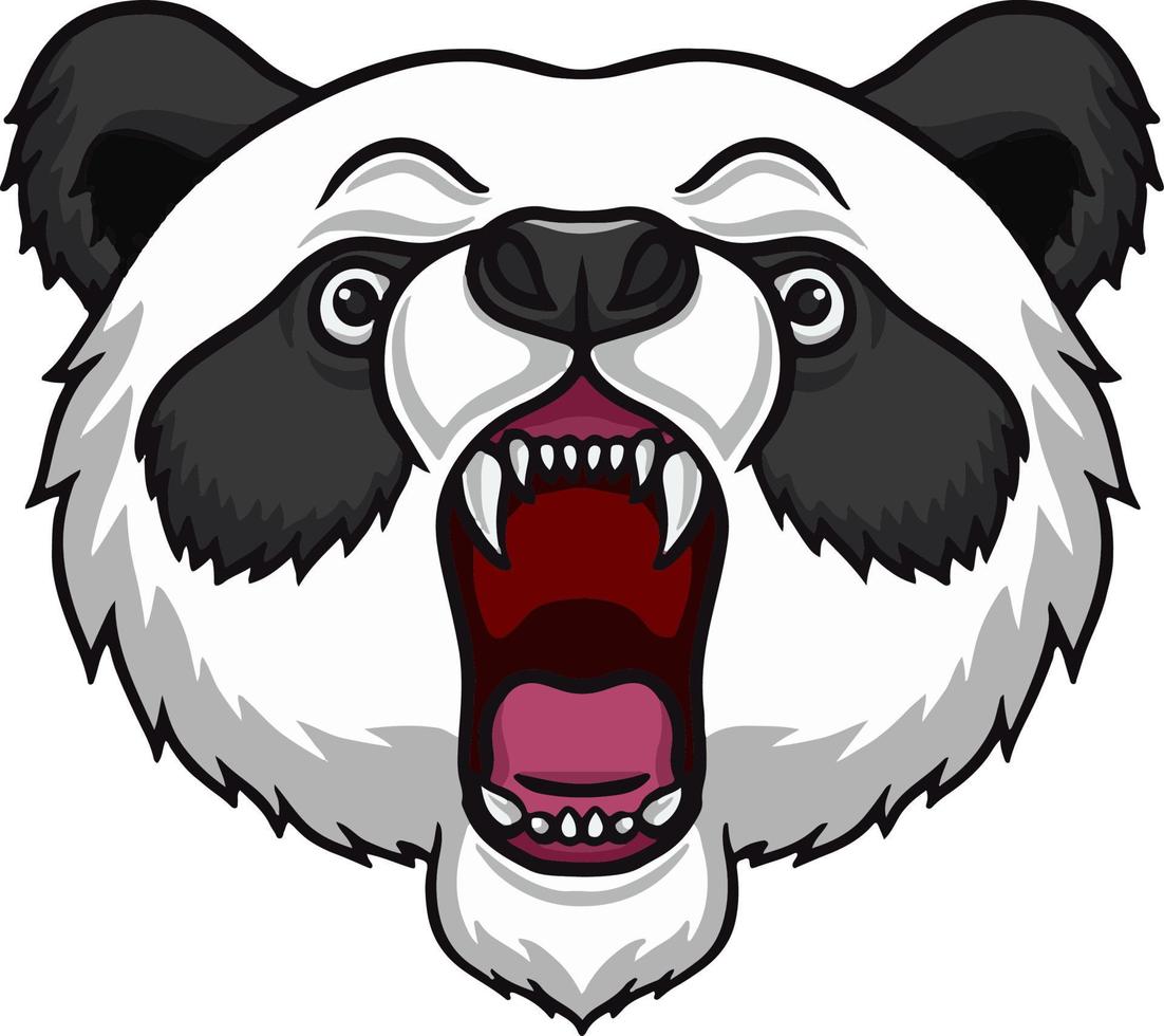 Cartoon angry panda head mascot vector