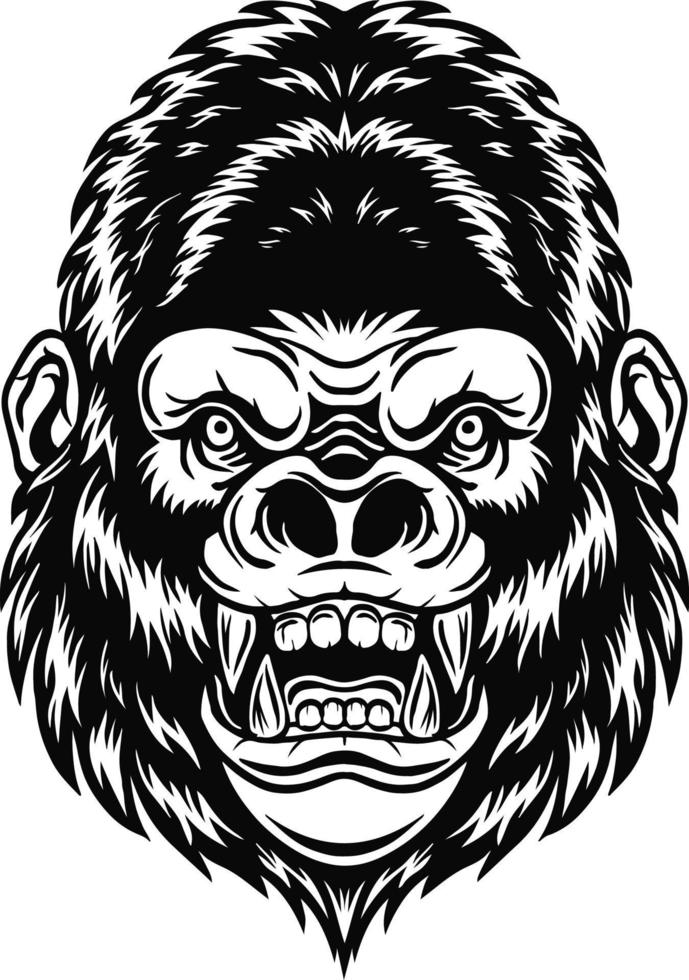 Cartoon gorilla head mascot design vector