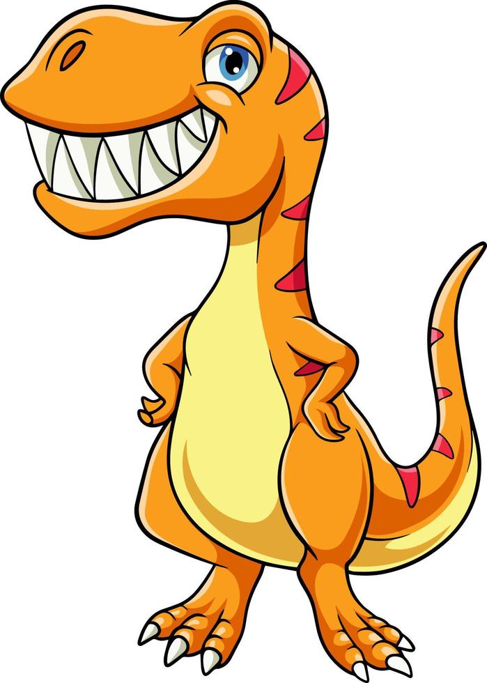 Cartoon cute little dinosaur posing vector