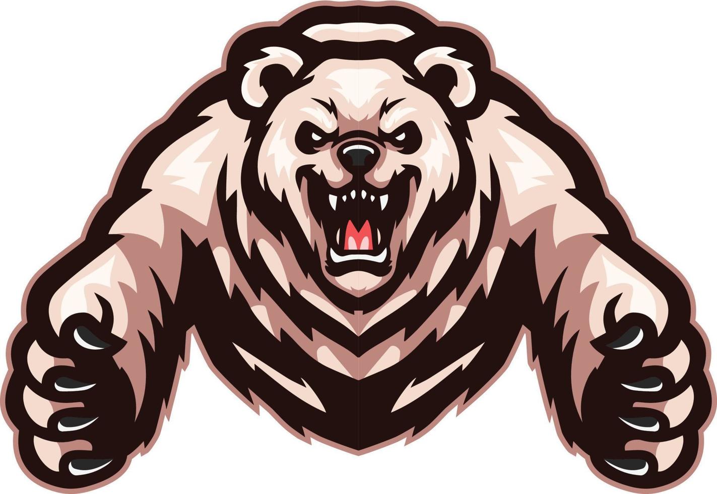 Cartoon angry polar bear mascot vector