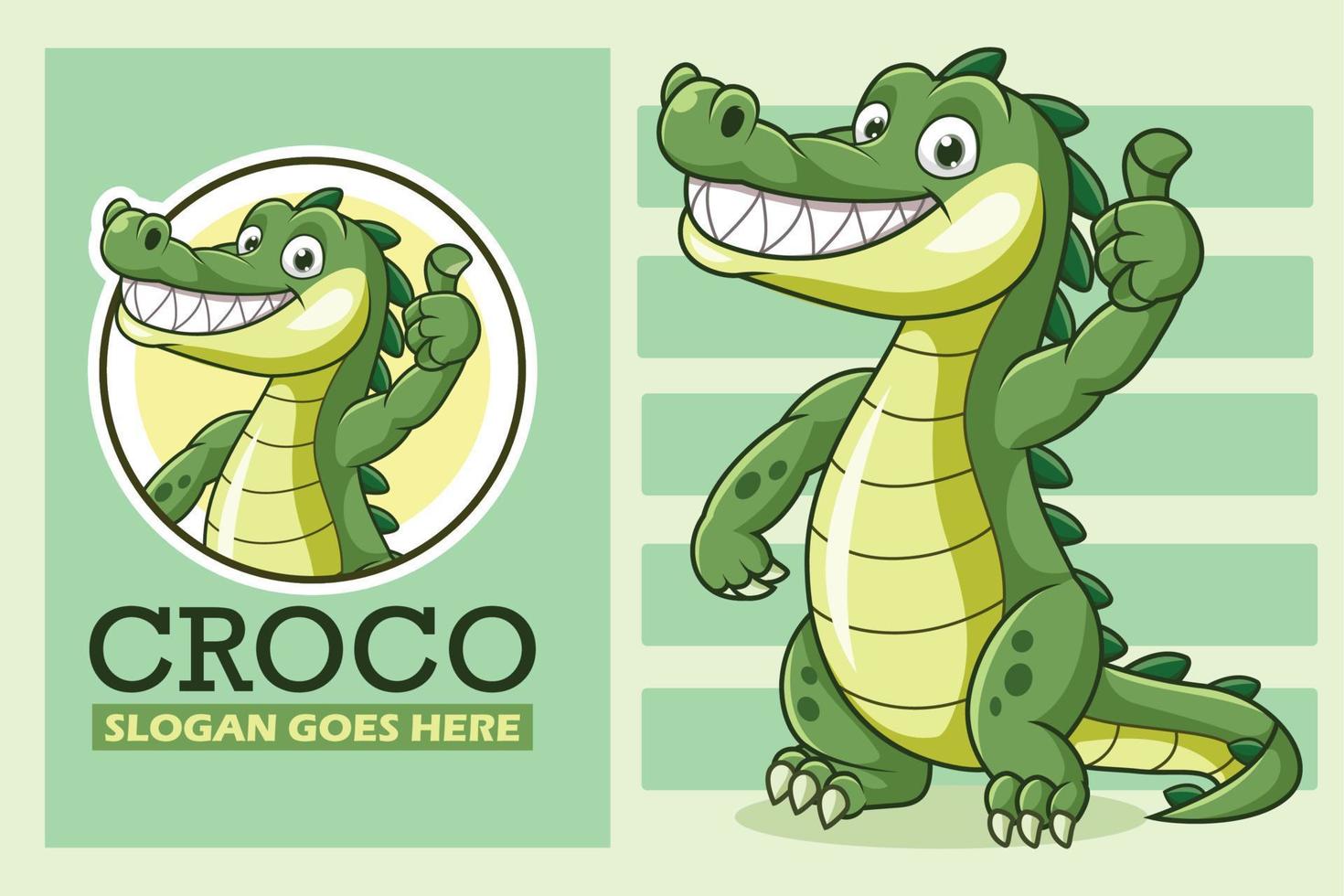 Cute alligator cartoon template design vector