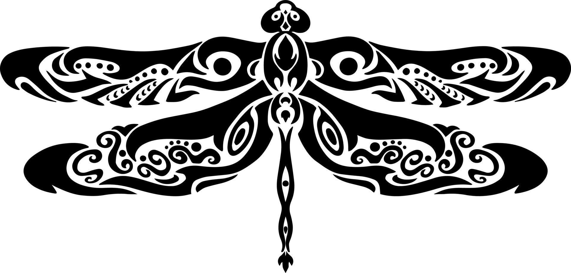 Hand drawn decorative dragonfly in zentangle style vector