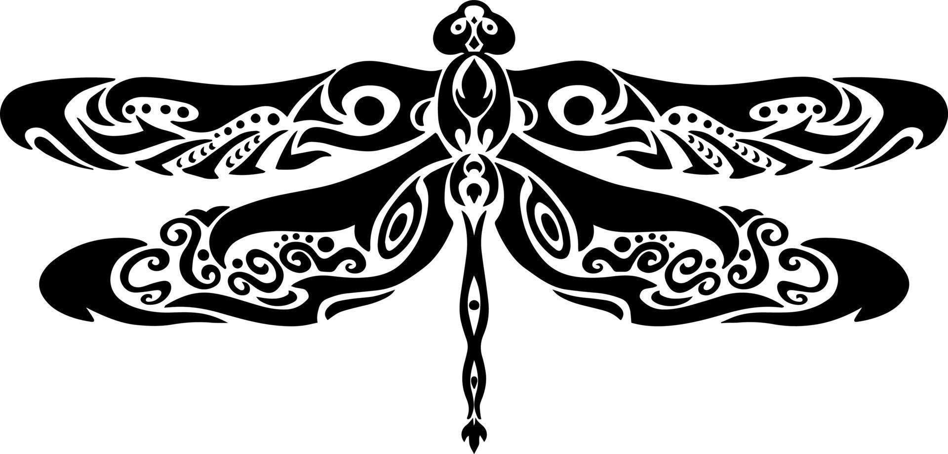 Hand drawn decorative dragonfly in zentangle style vector