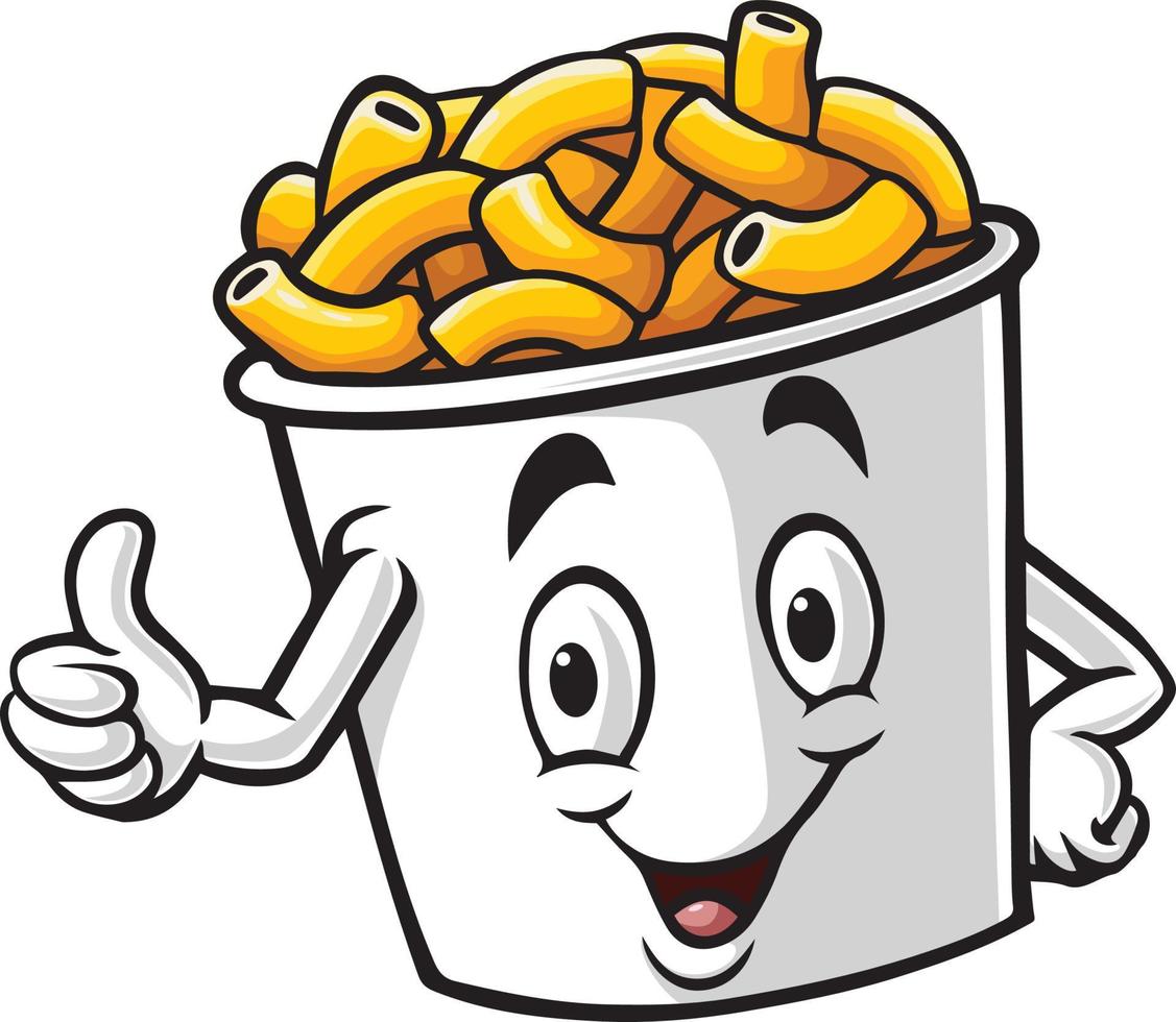 Cup of macaroni mascot character giving thumb up vector