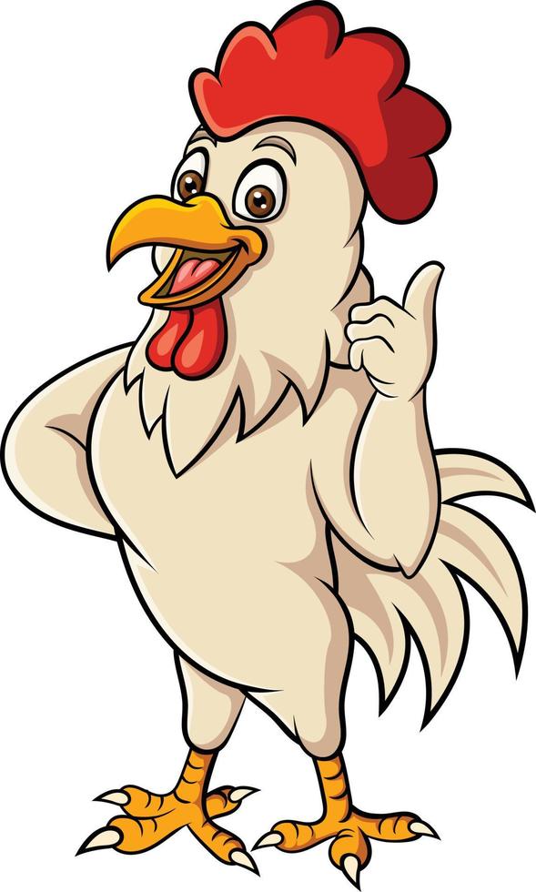 Cartoon rooster mascot giving thumb up vector