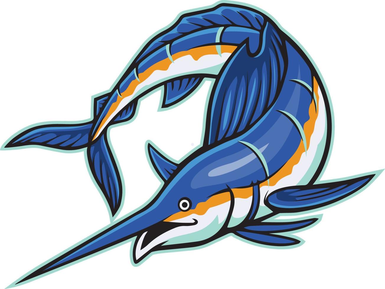 Cartoon marlin fish on a white background vector