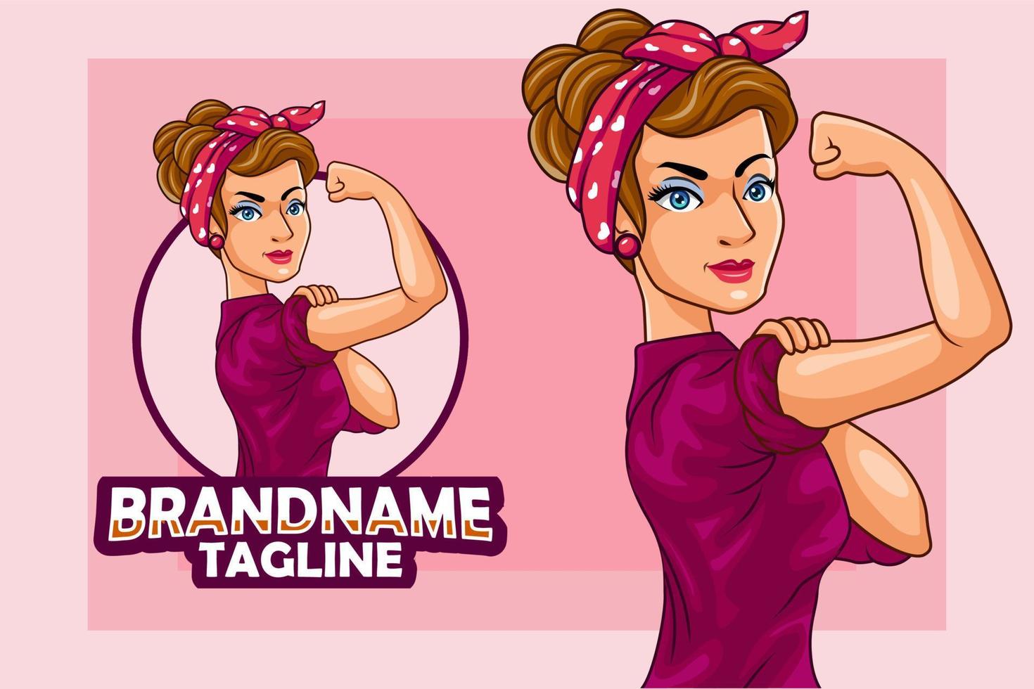 Cartoon strong woman with bandage on her head vector