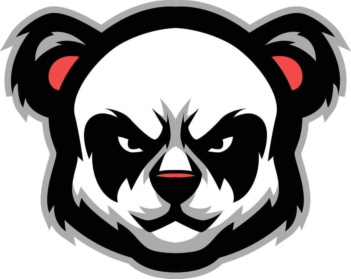 Cartoon angry panda head mascot vector
