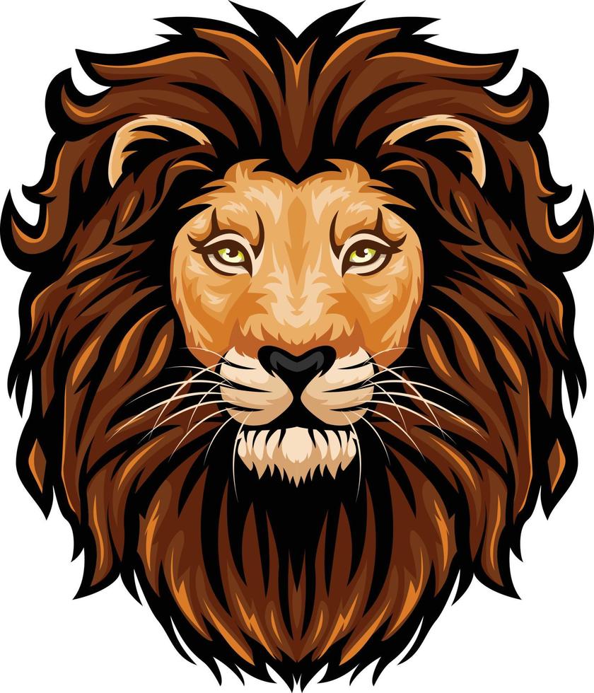 Cartoon angry lion head mascot vector