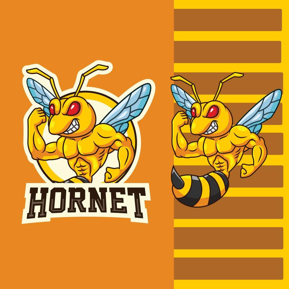 Cartoon strong hornet design template vector