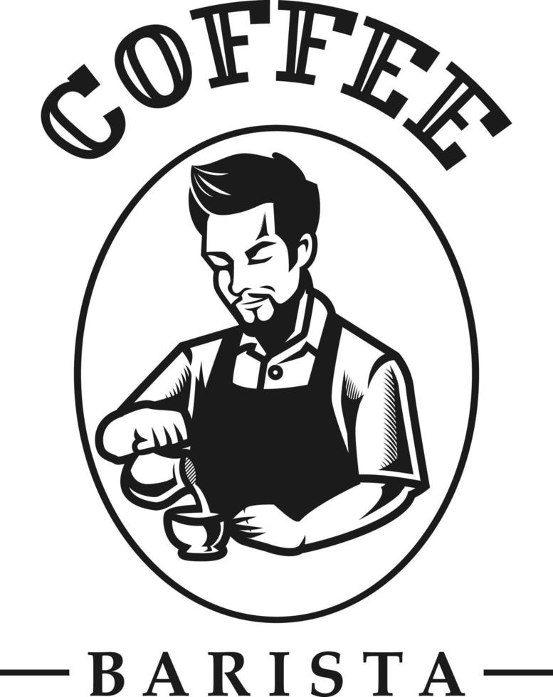 Barista waiter preparing coffee cup latte vector