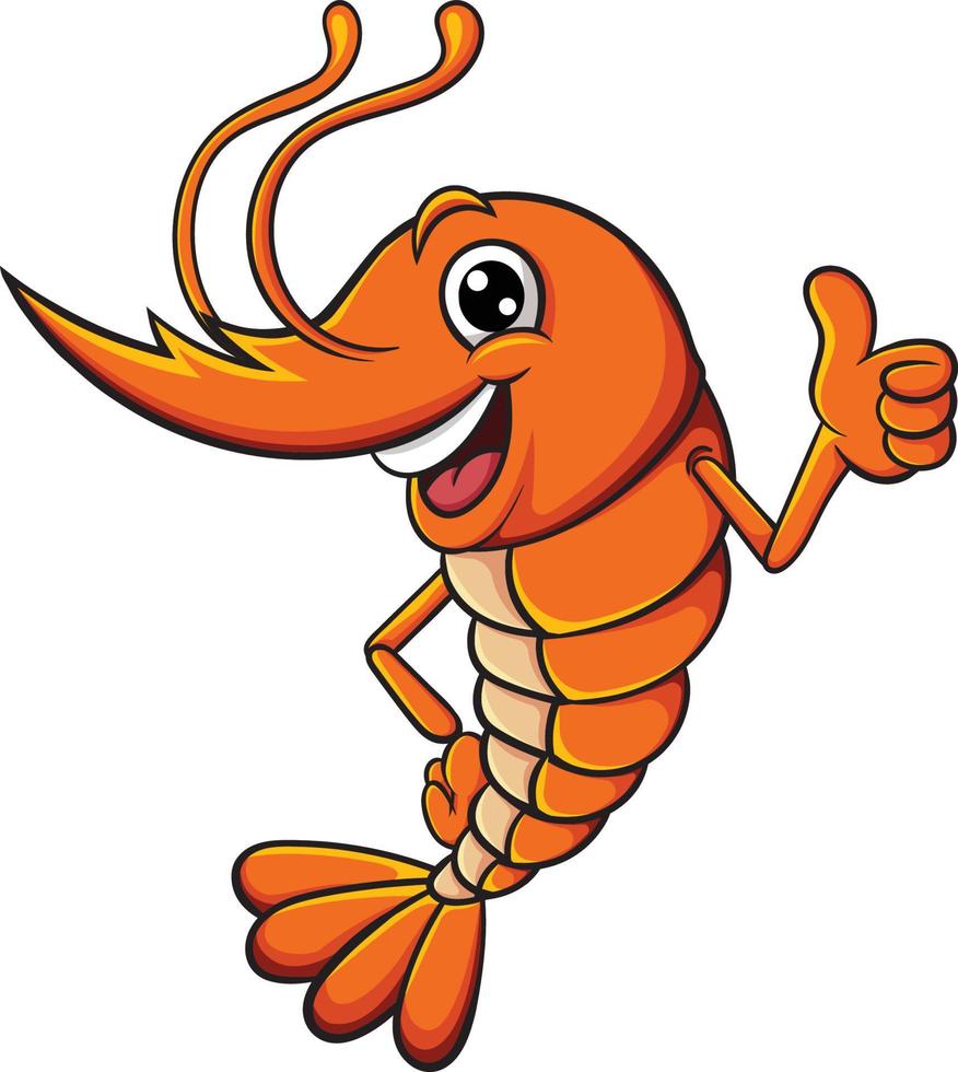 Cute shrimp cartoon giving thumb up vector