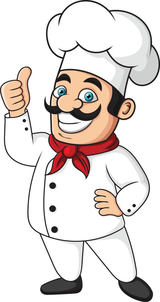 Cartoon happy chef man giving a thumb up vector