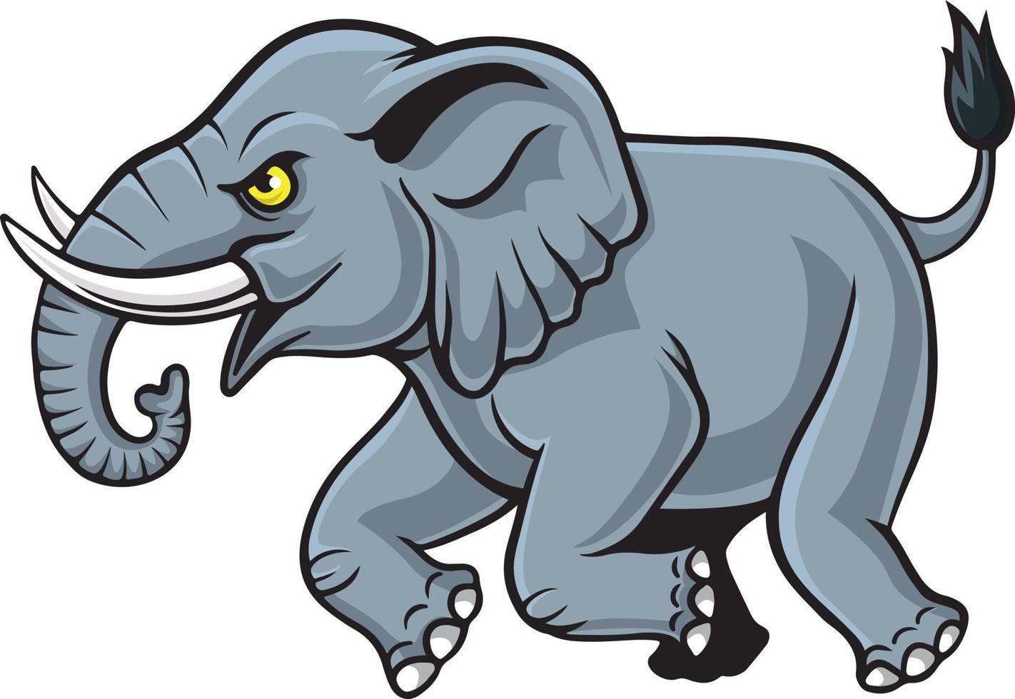 Cartoon angry elephant mascot running vector