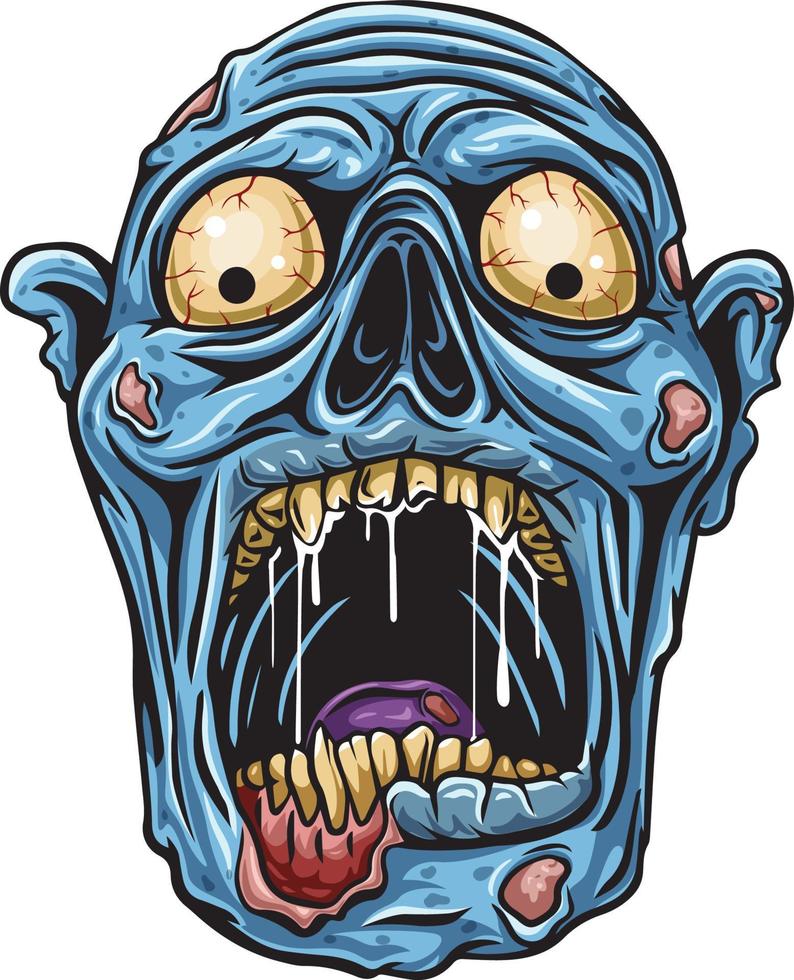 dibujos animados zombi cabeza en blanco antecedentes vector