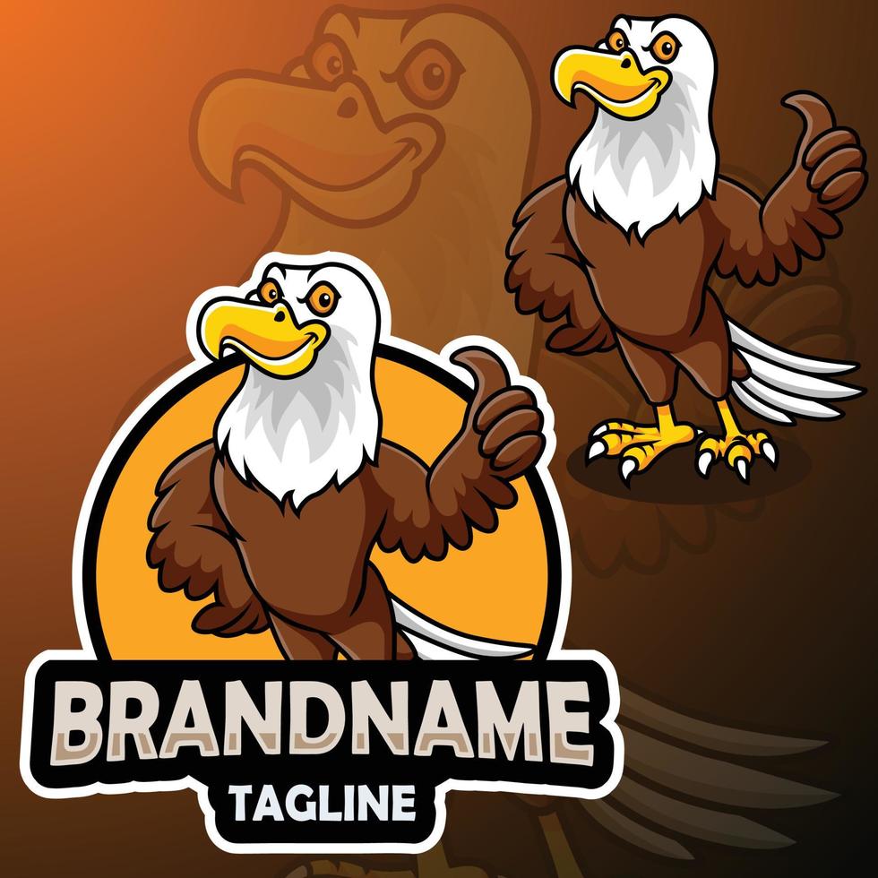 dibujos animados águila mascota diseño dando un pulgares arriba vector