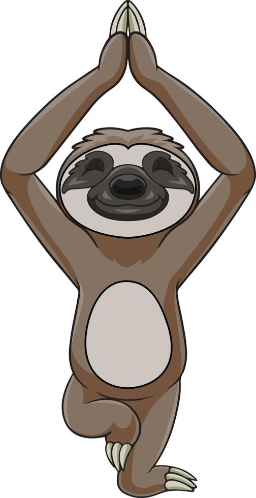 Cute sloth cartoon in yoga pose tree vector