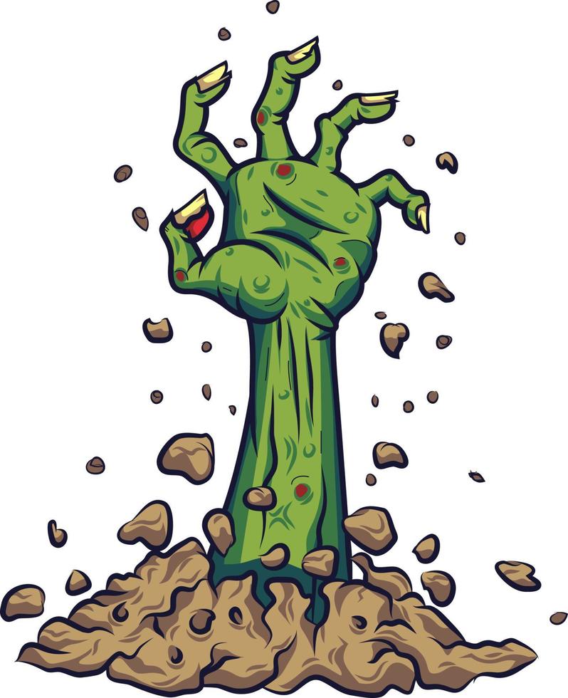 Cartoon zombie hand out of the ground vector