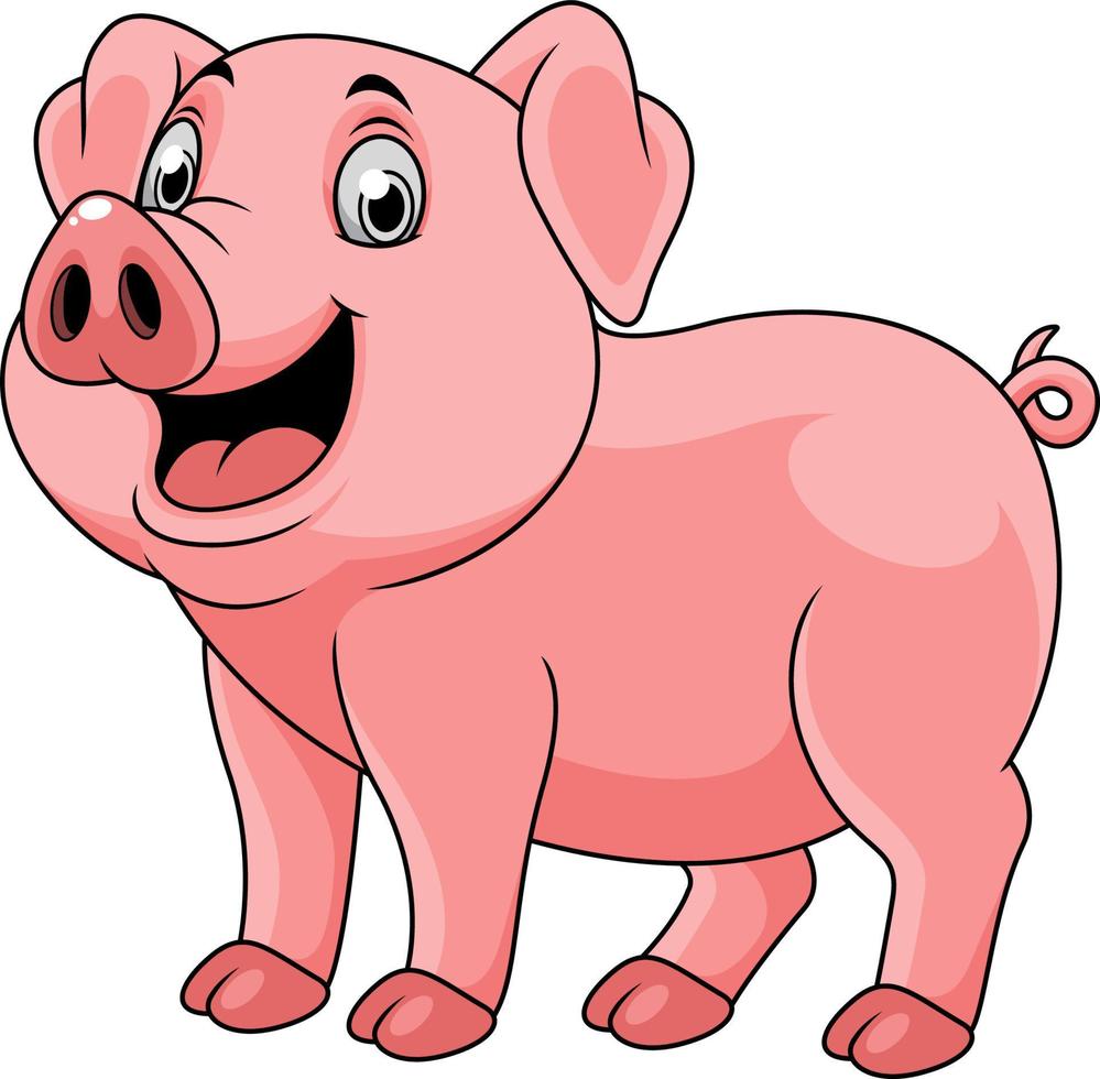 Cartoon happy pig vector