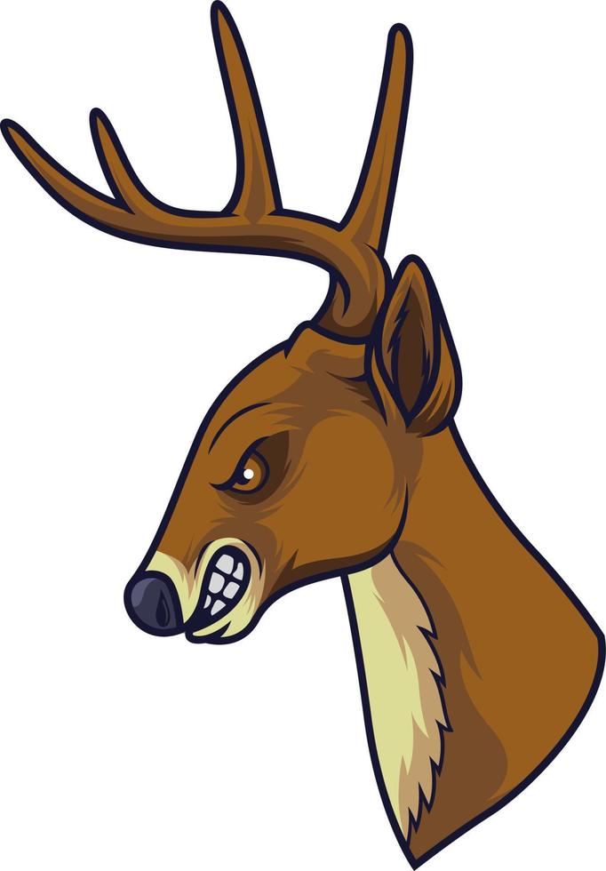 Angry deer head mascot vector