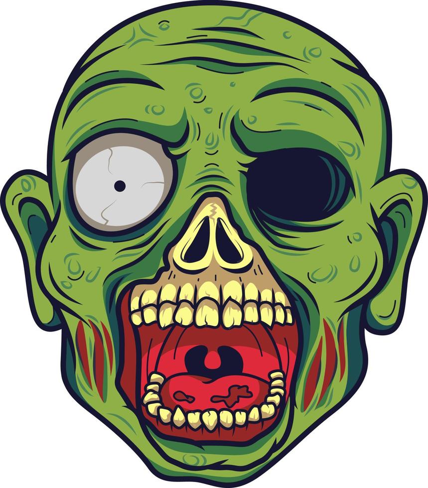 cabeza de zombi de dibujos animados vector