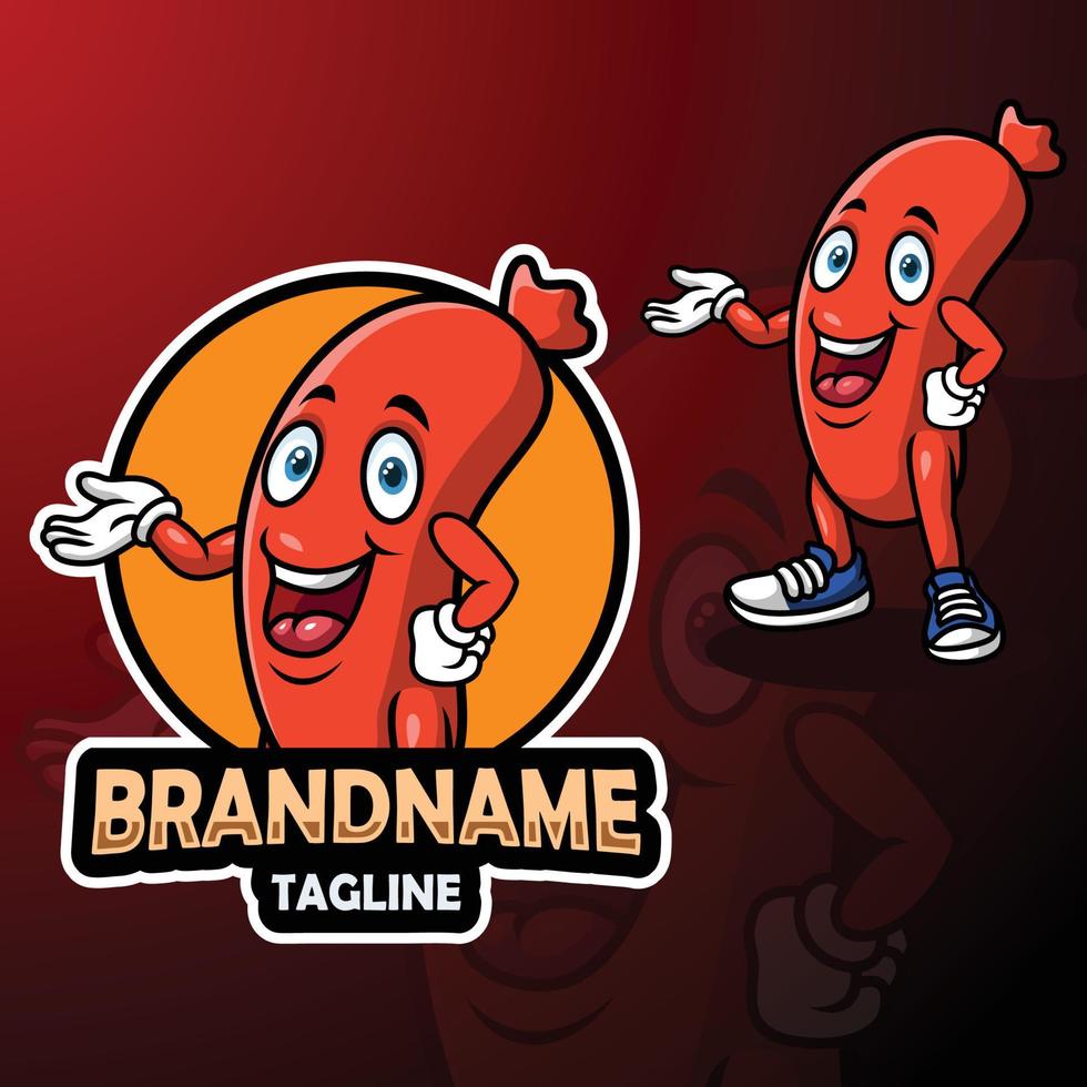 Cartoon sausage mascot design presenting vector