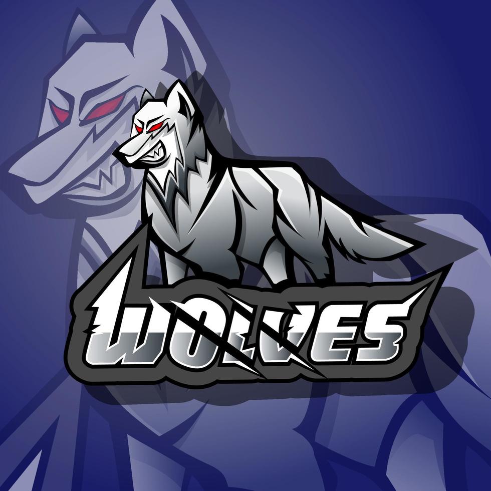 Angry wolves mascot esports logo vector