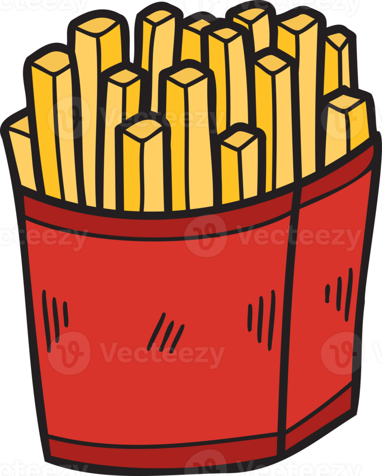 ilustração de batatas fritas desenhadas à mão em estilo doodle png