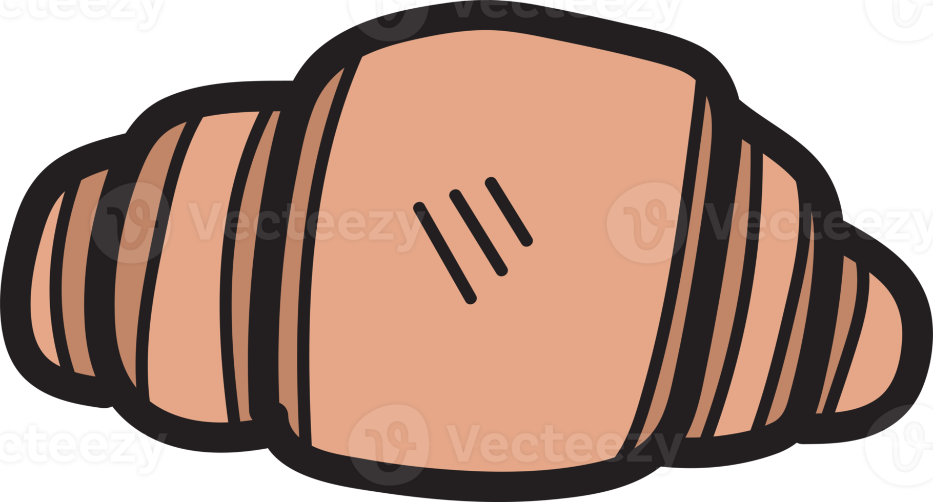 Hand Drawn croissant illustration in doodle style png