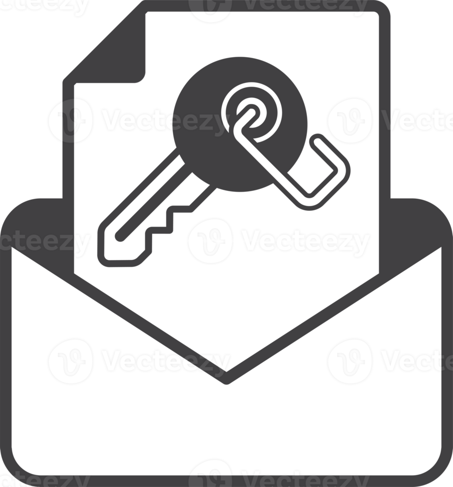 kuvert och nyckel illustration i minimal stil png