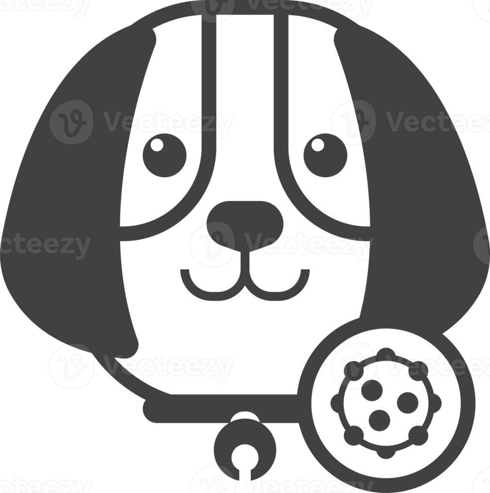 dog with virus illustration in minimal style png