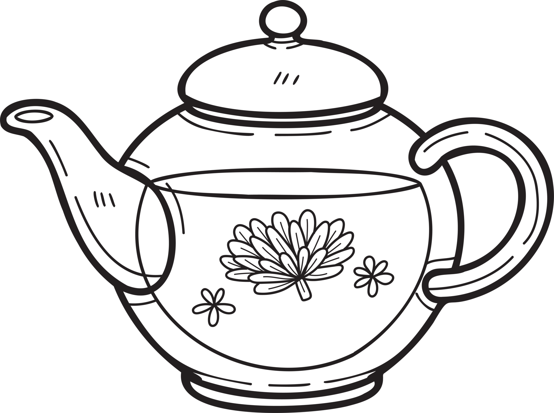 Hand Drawn english style teapot illustration in doodle style 20006065 PNG