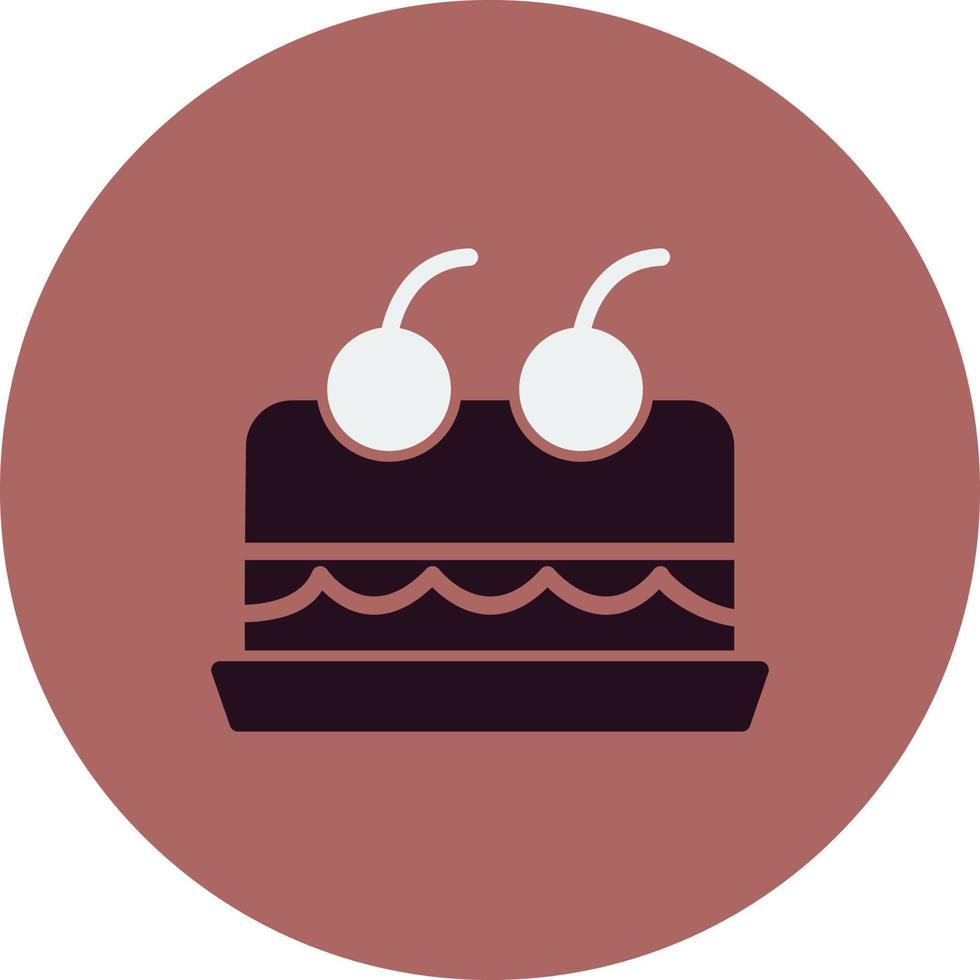 Cake With Cherry On Top Vector Icon