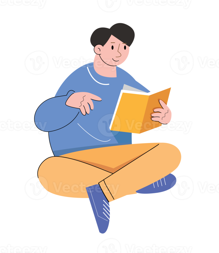 character people read book png