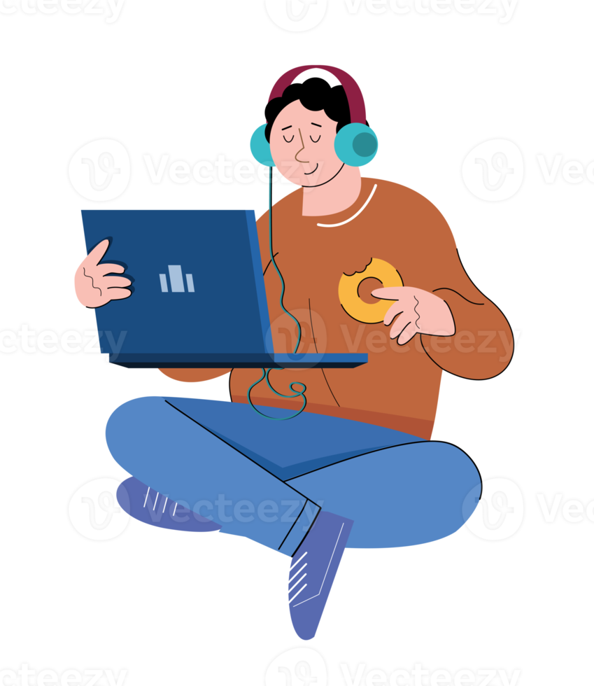 character people using laptop png