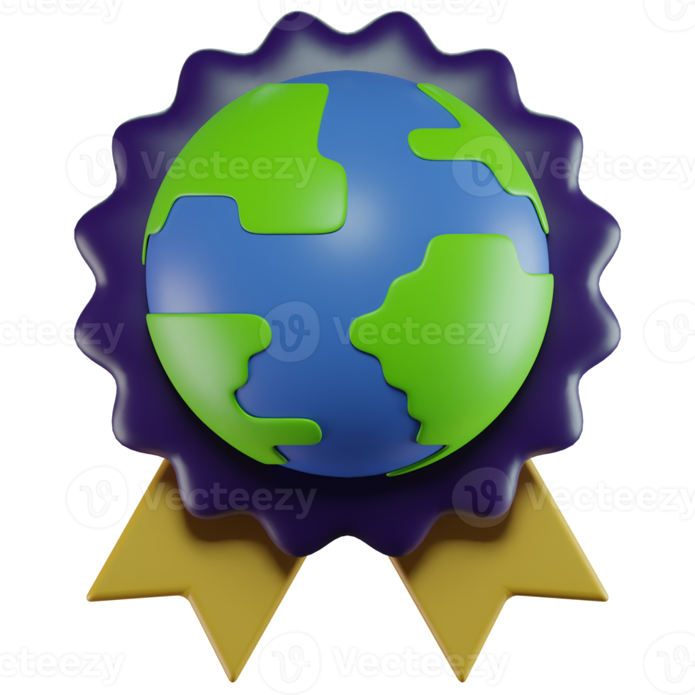 3D Illustration Earth Medal Icon png