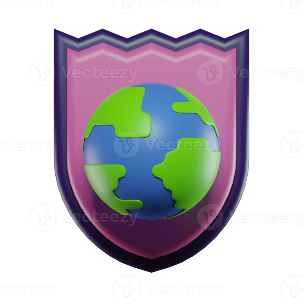 3D Illustration Earth Protection Shield Icon png