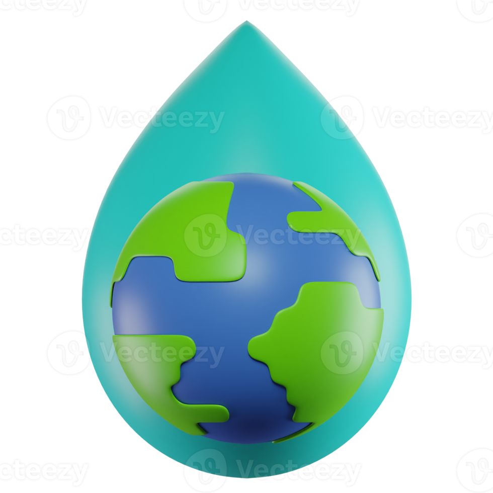 3D Illustration Raindrop Earth Icon png